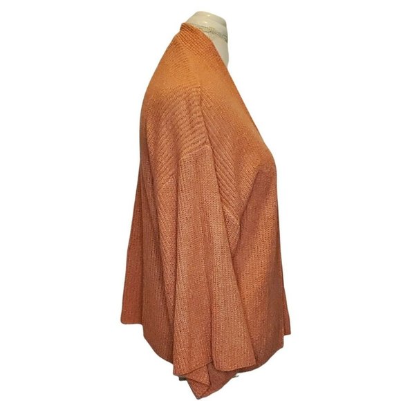 Anthropologie Knit Coral Pink Orange Knit Cardigan Sweater Oversized Open Front - Picture 3 of 8